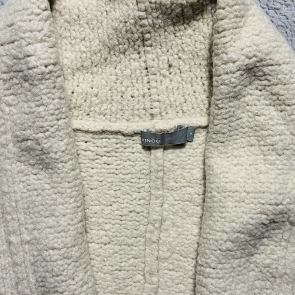 Vince 100% Wool Chunky Boucle Knit Open Drapey Cardigan Sweater Sz M Lagenlook - Picture 3 of 6